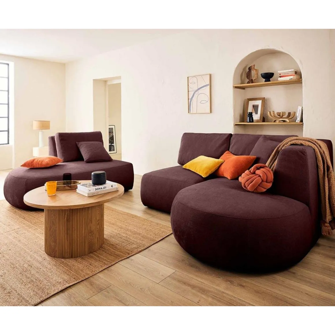 Santorini - canapé modulable d'angle droit - 5 places - en tissu texturé