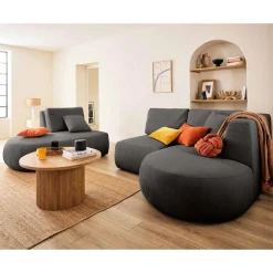 Santorini - canapé modulable d'angle droit - 5 places - en tissu texturé