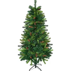 Sapin de Noël artificiel aspect réaliste Ø 60 x 150H cm 24 pommes de pin 360 branches imitation Nordmann