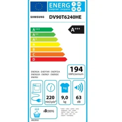 Sèche-linge pompe à chaleur avec condenseur 60cm 9kg - dv90t6240he