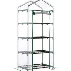 Serre de jardin balcon étagère serre 4 niveaux 0,7L x 0,5l x 1,6H m acier époxy bâche amovible PVC haute densité transparente