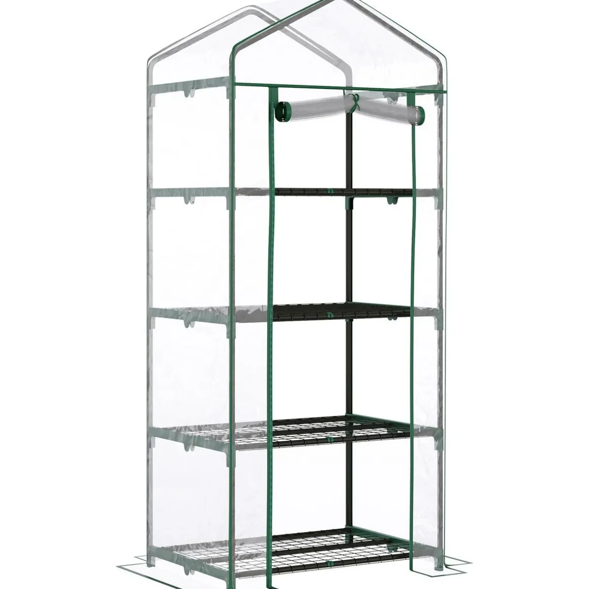 Serre de jardin balcon étagère serre 4 niveaux 0,7L x 0,5l x 1,6H m acier époxy bâche amovible PVC haute densité transparente