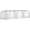 Serre de jardin tunnel 3,5L x 1l x 0,8H m 3 portes zippées bâche PVC transparent métal époxy vert