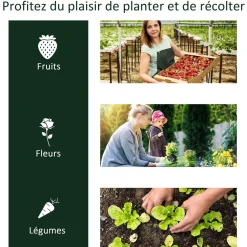 Serre de jardin tunnel serre à tomates dim. 2L x 1l x 0,8H m 2 portes zippées bâche PVC transparent acier époxy vert