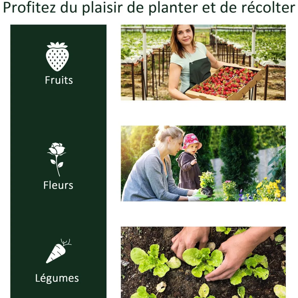 Serre de jardin tunnel serre à tomates dim. 2L x 1l x 0,8H m 2 portes zippées bâche PVC transparent acier époxy vert