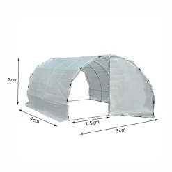 Serre de jardin tunnel surface sol 12 m² 4L x 3l x 2H m châssis tubulaire renforcé 25 mm double porte avec poignées blanc