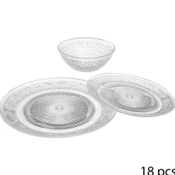 Service d'assiettes 18 pièces verre embossé RENAISSANCE