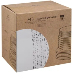 Service de Table 18 Pièces Berbère 27cm Blanc