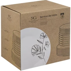 Services d'assiettes 18 pièces porcelaine AZALEE