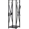 Serviteur de cheminée colonne - porte bûches - range bûches multi accessoires dim. 34L x 34l x 111H cm métal noir
