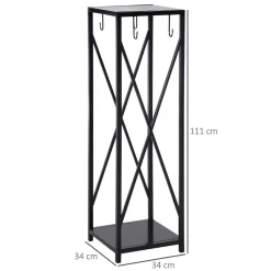 Serviteur de cheminée colonne - porte bûches - range bûches multi accessoires dim. 34L x 34l x 111H cm métal noir