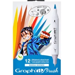 Set 12 marqueurs Graph'It Brush & Extra Fine - Manga Shonen