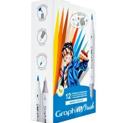 Set 12 marqueurs Graph'It Brush & Extra Fine - Manga Shonen