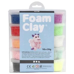 Set 10 pâtes à modeler Foam Clay - Pailleté 35 g
