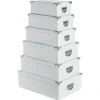 Set de 6 Boîtes de Rangement Uni 48cm Blanc