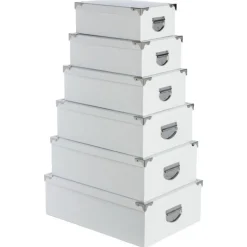 Set de 6 Boîtes de Rangement Uni 48cm Blanc