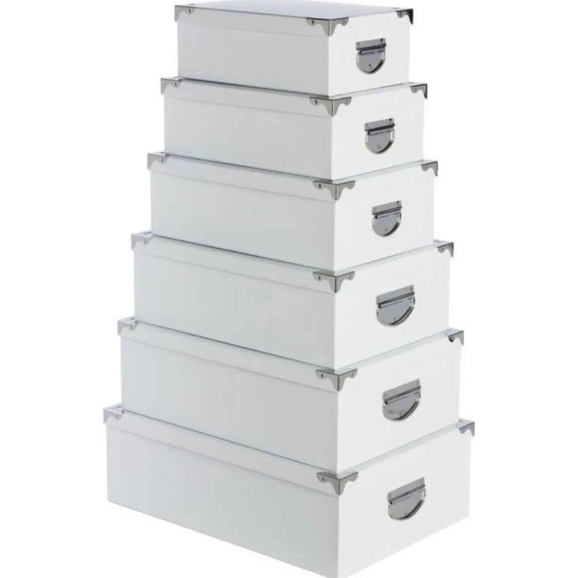 Set de 6 Boîtes de Rangement Uni 48cm Blanc