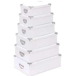 Set de 6 Boîtes de Rangement Uni 48cm Blanc