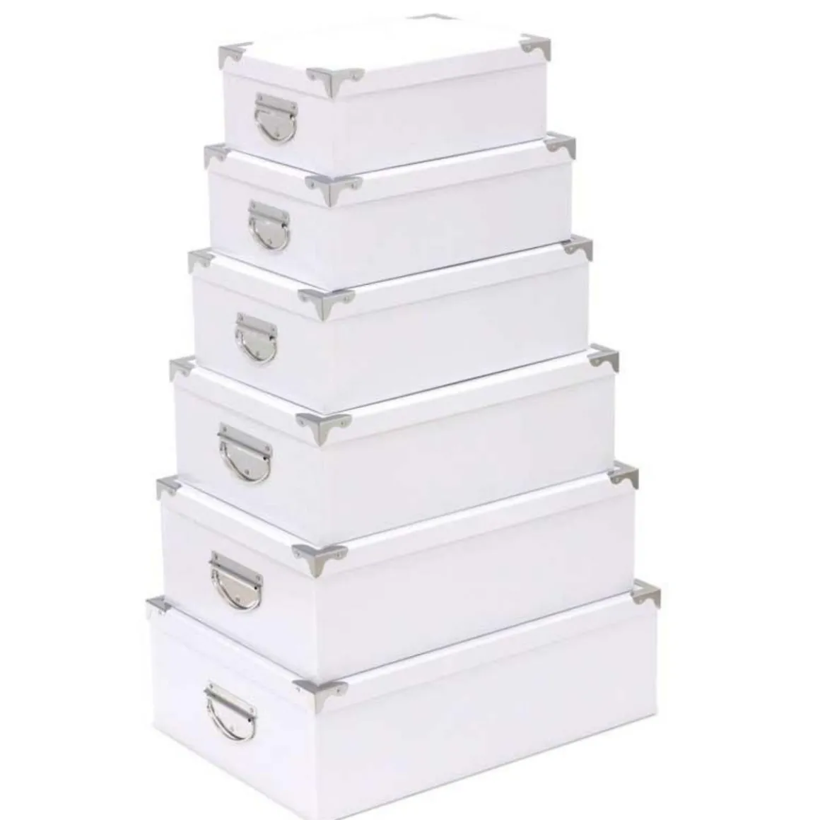 Set de 6 Boîtes de Rangement Uni 48cm Blanc