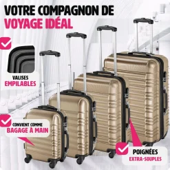 Set de 4 Valises Trolley - ABS - 4 Roues Pivotantes à 360°