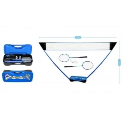 Set de Badminton complet avec filet 295 x 38 x 154 cm, raquettes, volants et étui de rangement