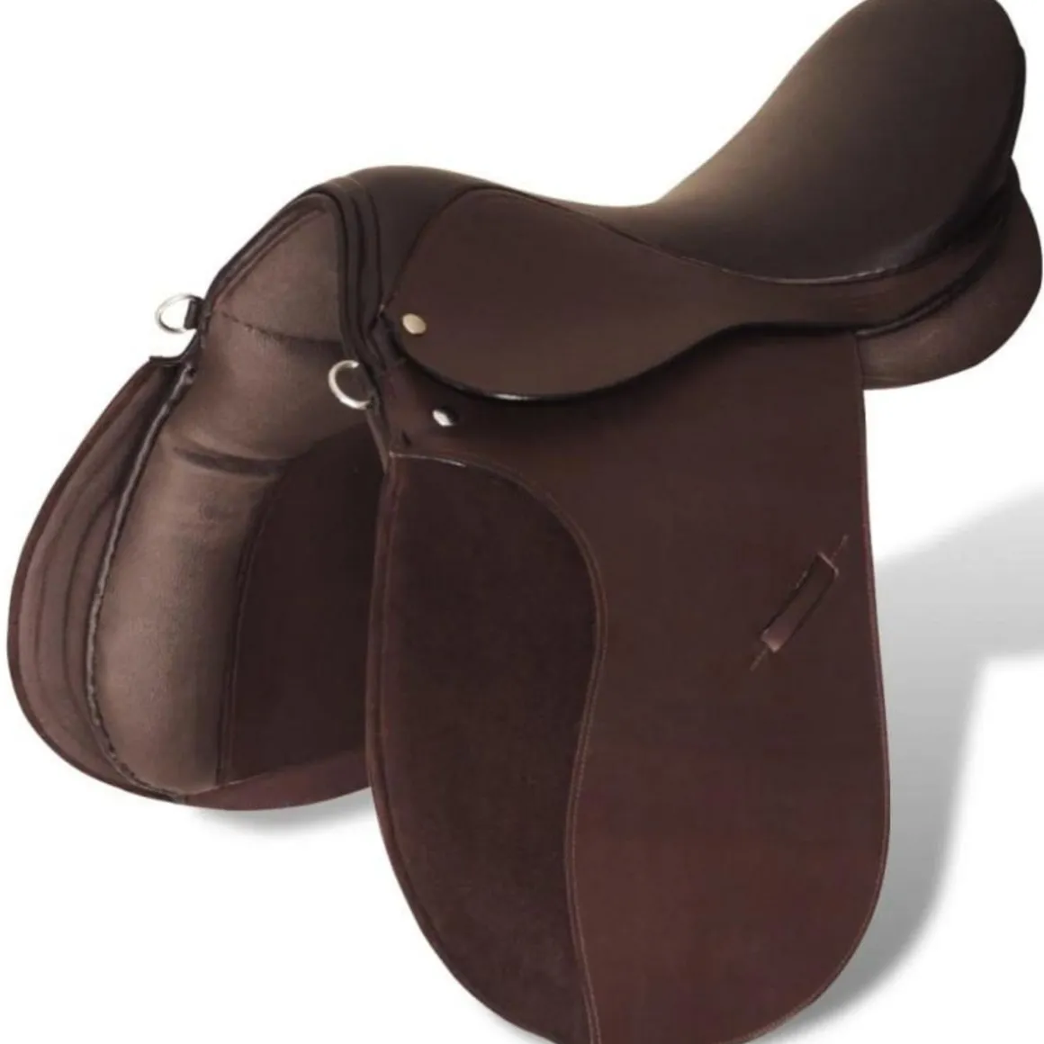 Set de selle équitation 17,5 en cuir véritable 12 cm 5 en 1 brun