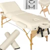Set de table de massage 3 zones avec rembourrage de 10cm et châssis en bois