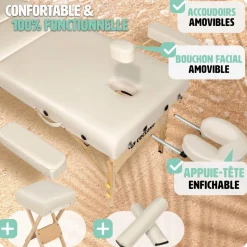 Set de table de massage 3 zones avec rembourrage de 10cm et châssis en bois