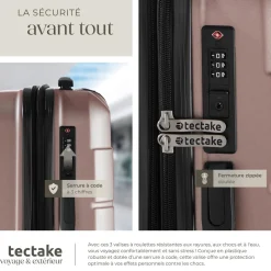 Set de valises rigides BRICE 3 pièces avec serrure à code