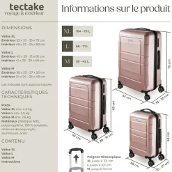 Set de valises rigides BRICE 3 pièces avec serrure à code