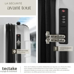 Set de valises rigides BRICE 3 pièces avec serrure à code