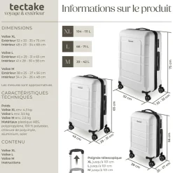 Set de valises rigides BRICE 3 pièces avec serrure à code