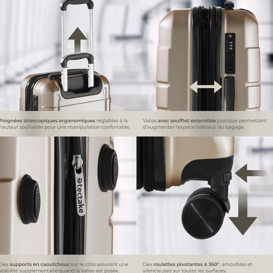 Set de valises rigides BRICE 3 pièces avec serrure à code