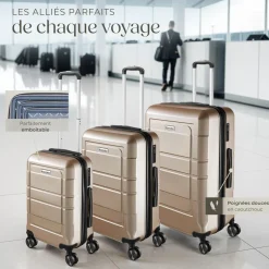 Set de valises rigides BRICE 3 pièces avec serrure à code