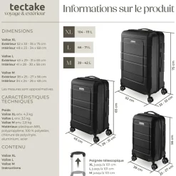 Set de valises rigides BRICE 3 pièces avec serrure à code