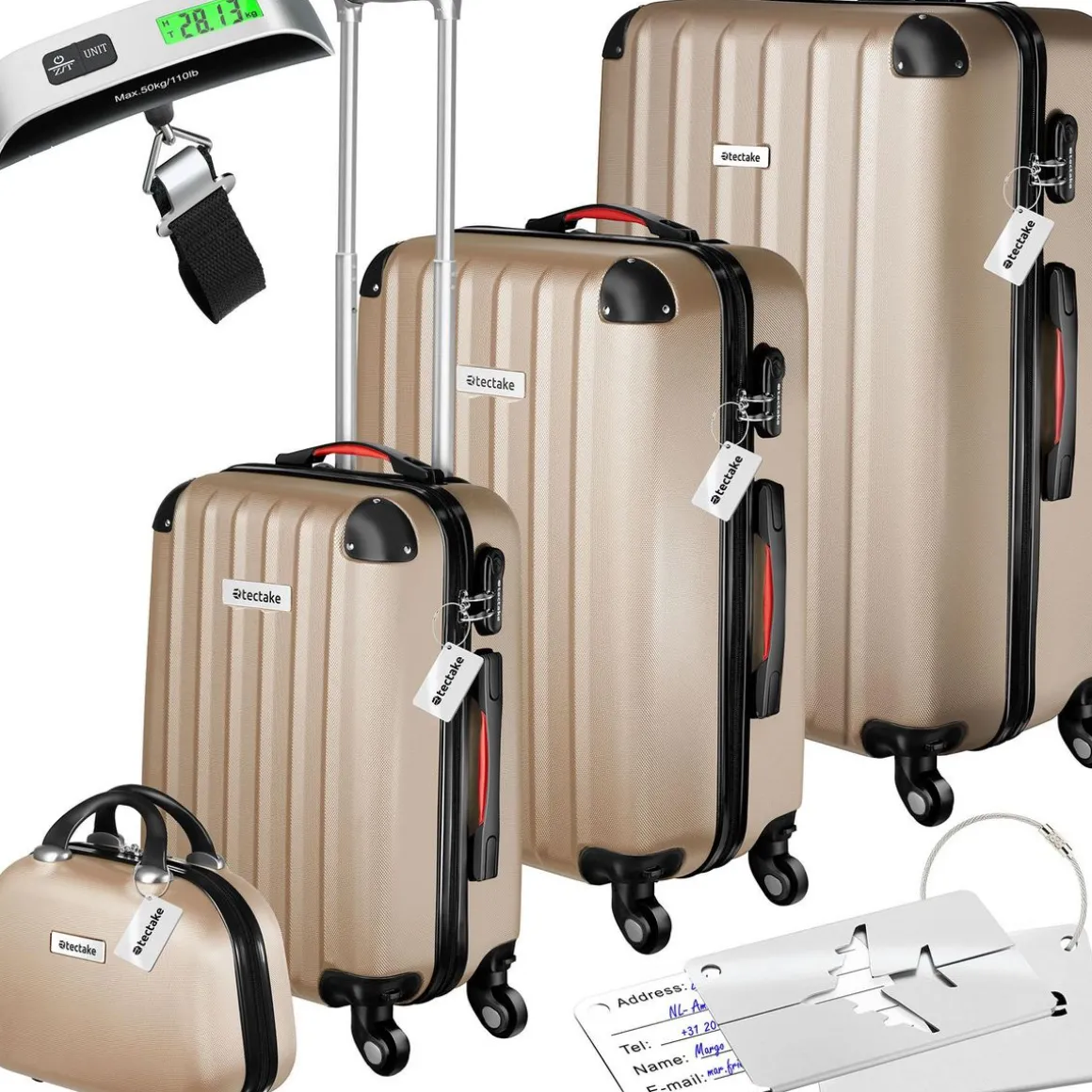 Set de valises rigides Cleo 4 pièces avec pèse-valise
