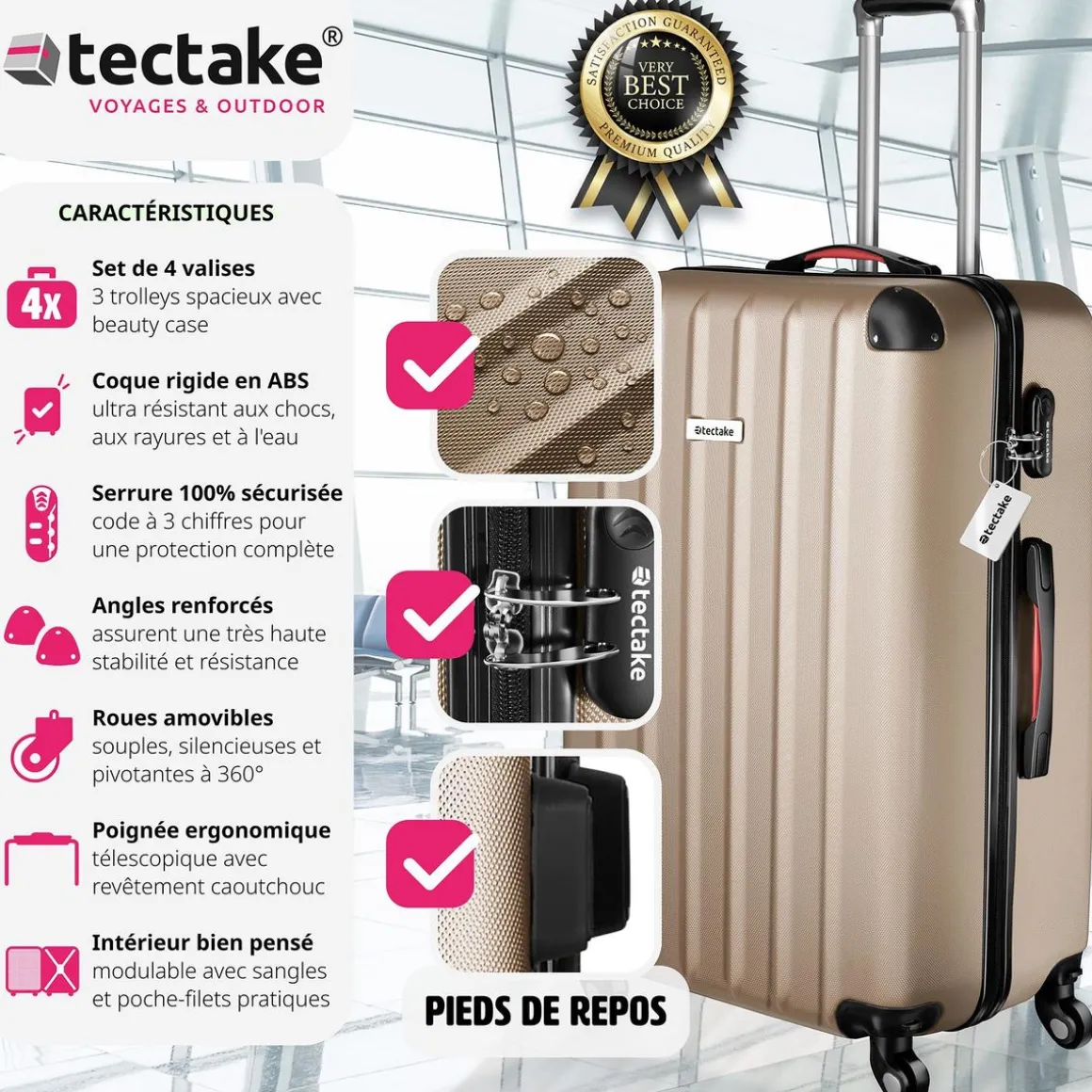 Set de valises rigides Cleo 4 pièces avec pèse-valise