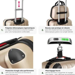 Set de valises rigides Cleo 4 pièces avec pèse-valise