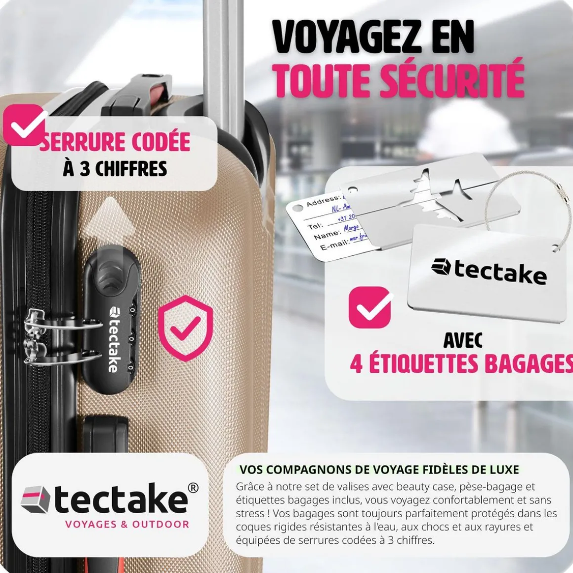 Set de valises rigides Cleo 4 pièces avec pèse-valise