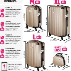 Set de valises rigides Cleo 4 pièces avec pèse-valise