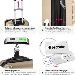 Set de valises rigides Mila 4 pièces avec pèse-bagages