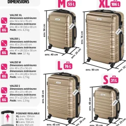 Set de valises rigides Mila 4 pièces avec pèse-bagages