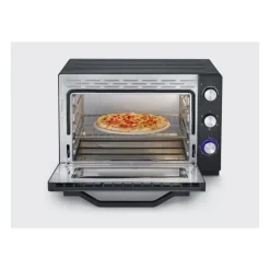 SEVERIN TO 2073 Four posable XXL a Chaleur Tournante 60 L avec pierre a pizza et tournebroche, 2 200 W, Minuteur 120 min, Noir/I