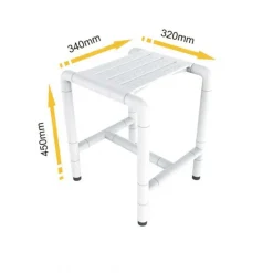 Siège de douche mobile inox - extérieur polyamide antibactérien 4 pieds