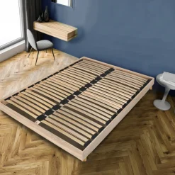 Sommier cadre à lattes sur pieds 140x190 cm 2x24 lattes ASCQ