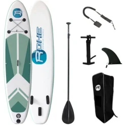 Stand Up Paddle gonflable INDIANA GREEN ROHE 10'6'' (320cm) 30'' (76cm) 6'' (15cm) avec Pompe, Pagaie, Leash et Sac de transport