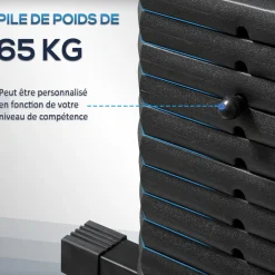 Station de musculation - entrainement complet - développé couché, butterfly, barre latissimus, curler, bande résistance - 11 contrepoids - acier noir