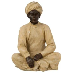 Statue Déco en Résine Indien Assis 33cm Beige