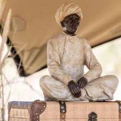 Statue Déco en Résine Indien Assis 33cm Beige