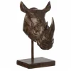 Statue Déco en Résine Rhinocéros 44cm Marron